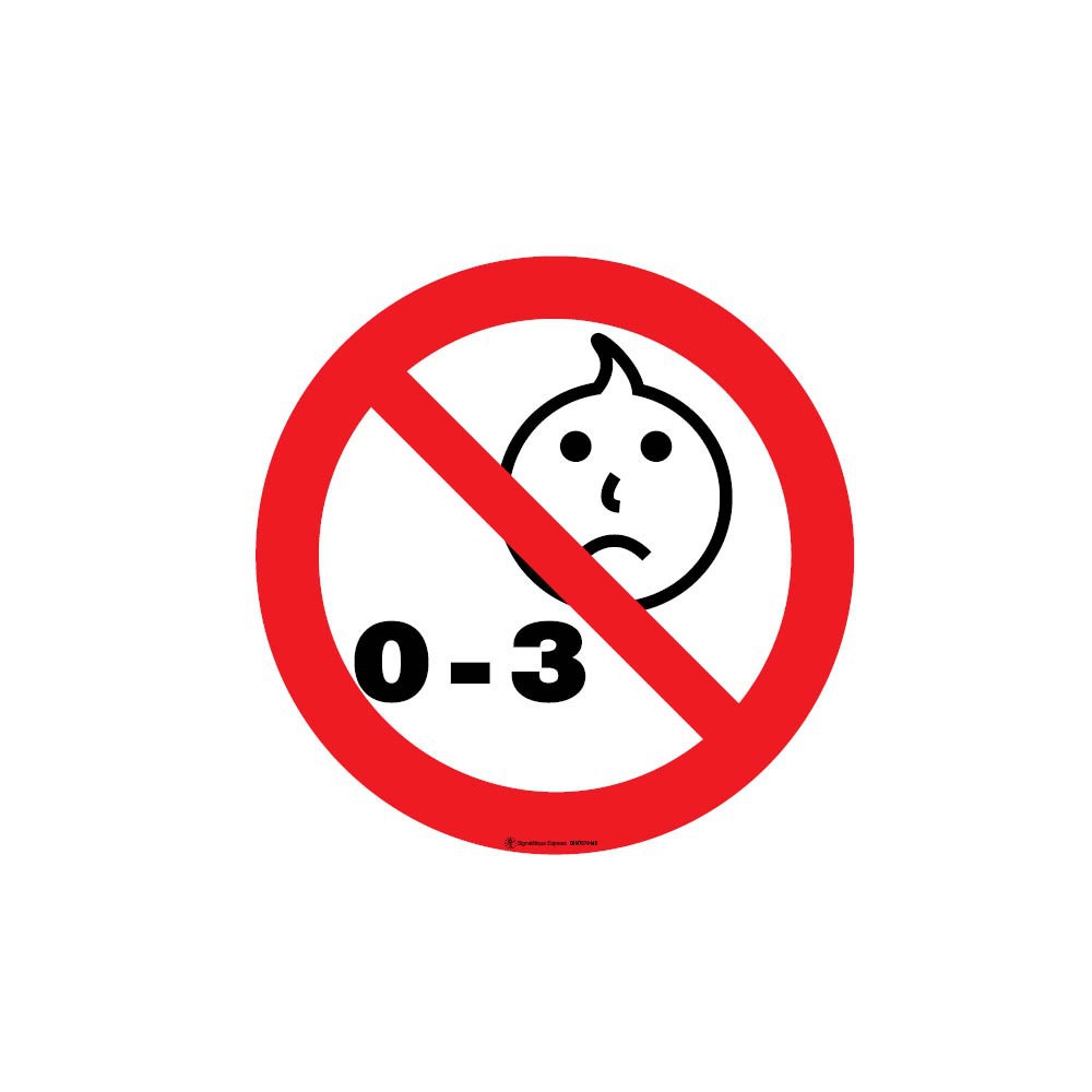 Lot de 5 autocollants visuel Interdit aux moins de 3 ans Lot de 5 autocollants visuel Interdit aux moins de 3 ans