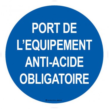 Autocollants Port de l'équipement anti-acide obligatoire