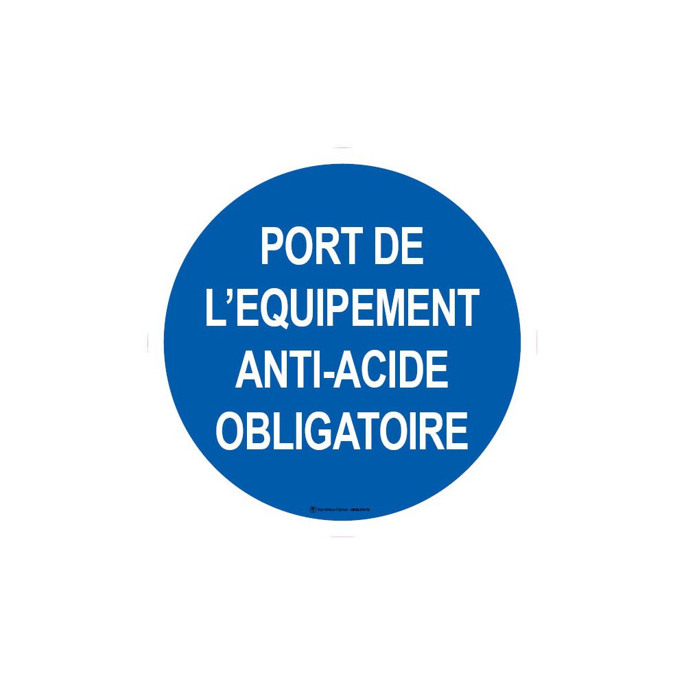 Panneau Port de l'équipement anti-acide obligatoire