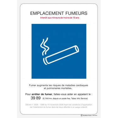 Panneau Emplacement fumeurs officiel