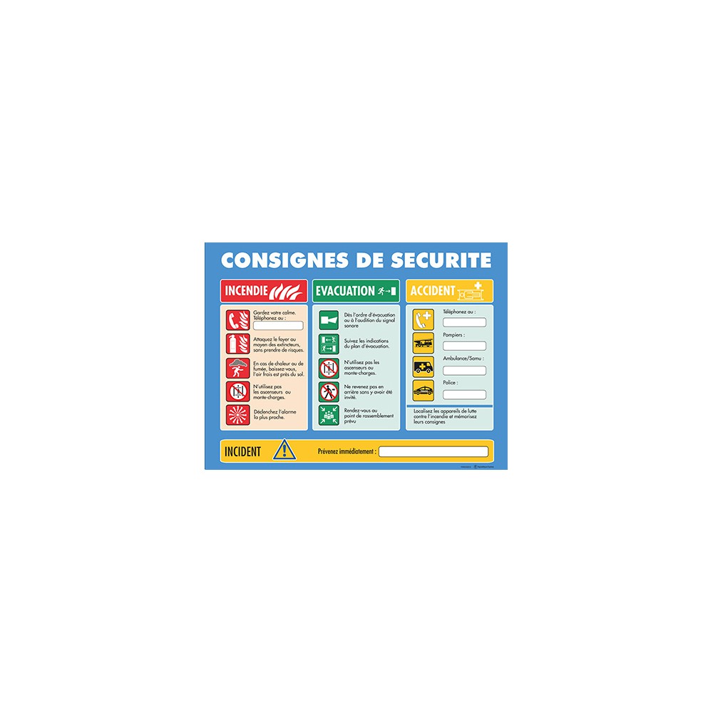 Panneau Consignes de sécurité Panneau Consignes de sécurité