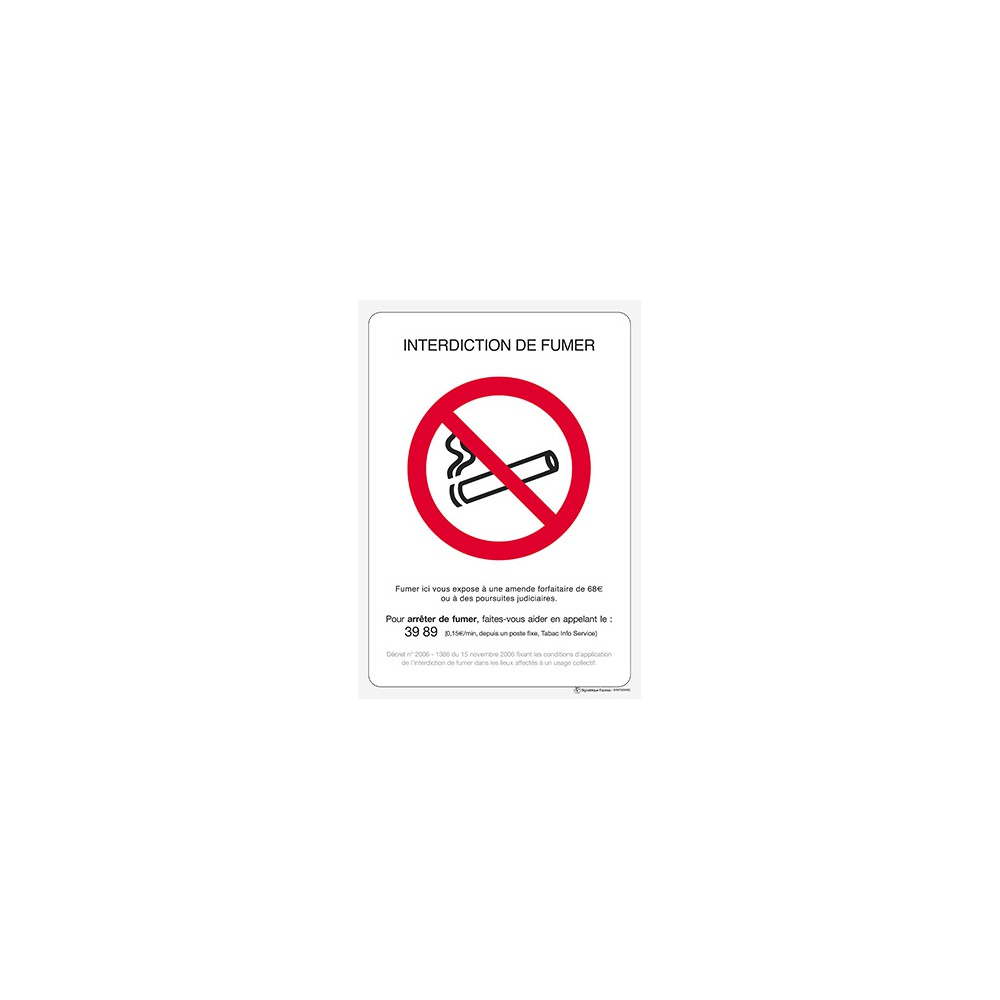 Panneau Interdiction de fumer officiel Panneau Interdiction de fumer officiel