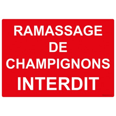 Panneau Ramassage de champignons interdit