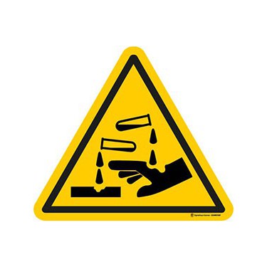 Panneau Danger substances corrosives ISO 7010 W023