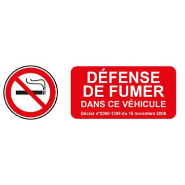 Panneau Défense de fumer dans ce véhicule