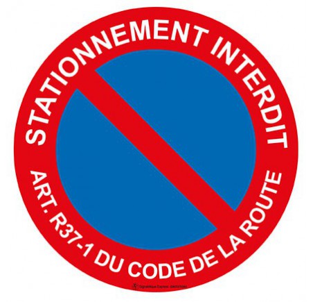 Panneau Stationnement interdit art. r37-1 du code de la route ...