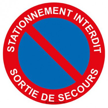 Panneau Stationnement interdit sortie de secours