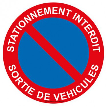 Panneau Stationnement interdit sortie de véhicules