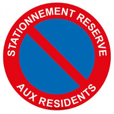 Panneau Stationnement réservé aux résidents