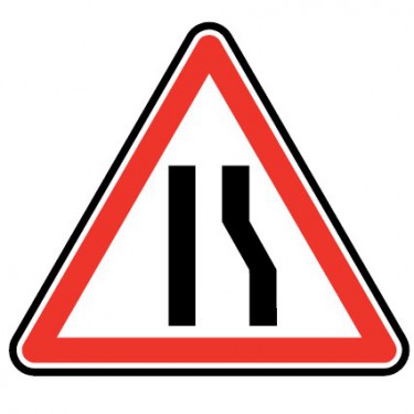 Panneau Chaussée rétrécie par la droite - A3a