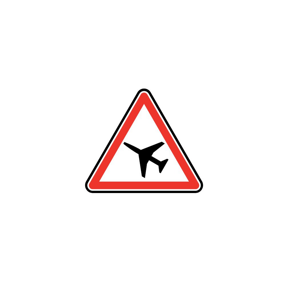 Panneau A23 traversée d'une aire de danger aérien Panneau A23 traversée d'une aire de danger aérien