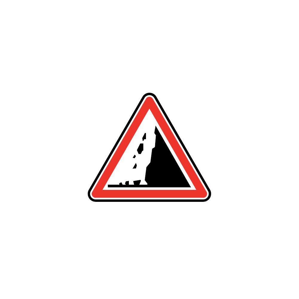 Panneau A19 risque de chute de pierres ou de présence sur la route de pierres tombées Panneau A19 risque de chute de pierres ou de présence sur la route de pierres tombées