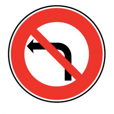 Panneau Interdiction de tourner à gauche - B2a