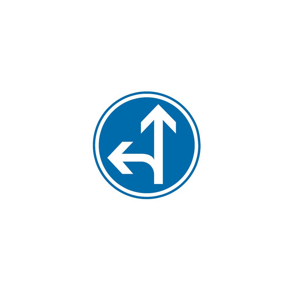 Panneau routier-type B Obligation - B21d2 direction obligatoire à la prochaine intersection : tout droit ou à gauche Panneau routier-type B Obligation - B21d2 direction obligatoire à la prochaine intersection : tout droit ou à gauche