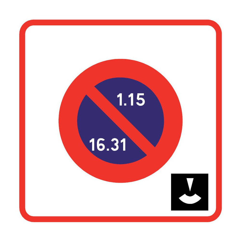 Panneau routier - B6b5 zone à stationnement unilatéral à alternance semi-mensuelle et à durée limitée avec contrôle par disque Panneau routier - B6b5 zone à stationnement unilatéral à alternance semi-mensuelle et à durée limitée avec contrôle par disque