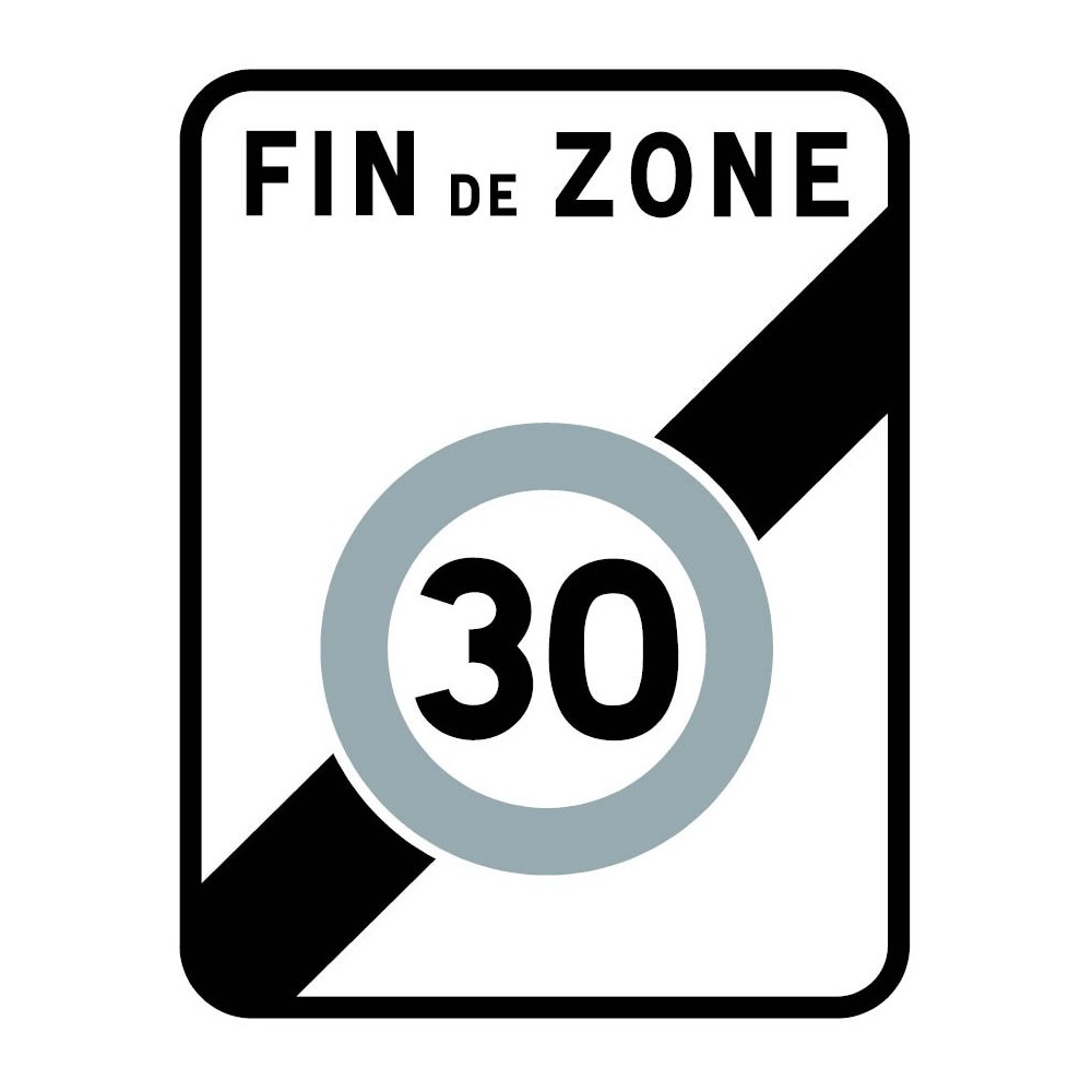 Panneau routier-type B Zones de circulation - B51 annonce la fin d'une zone où la vitesse est limitée à 30 km/h Panneau routier-type B Zones de circulation - B51 annonce la fin d'une zone où la vitesse est limitée à 30 km/h