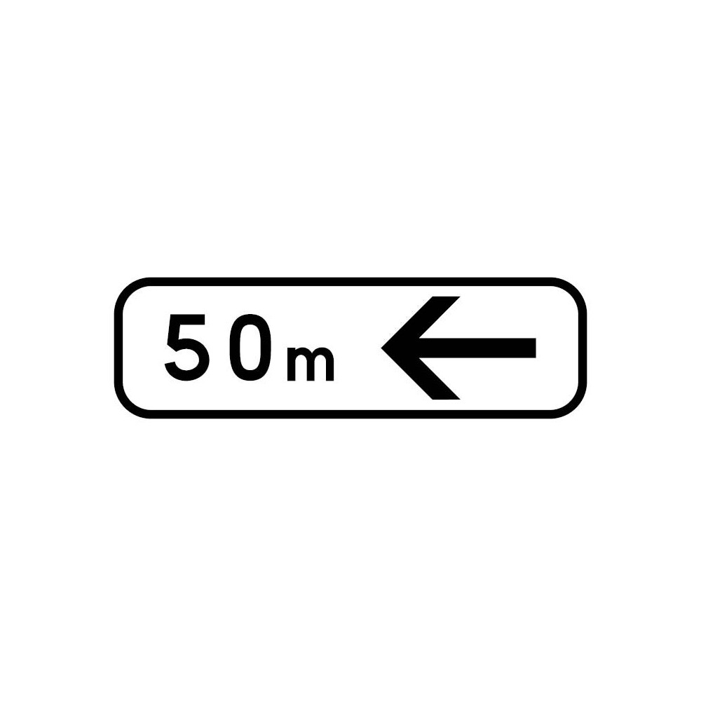 Panonceau Direction à suivre gauche avec distance personnalisable - M3b4 Panonceau Direction à suivre gauche avec distance personnalisable - M3b4
