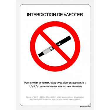 Panneau Interdiction de vapoter officiel