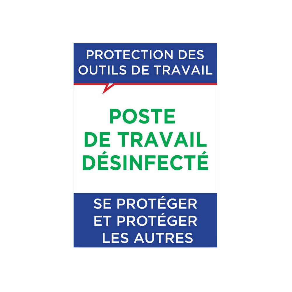 Adhésif repositionnable Poste de travail désinfecté