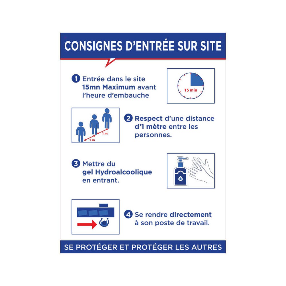 Panneau Consignes d'entrée sur site