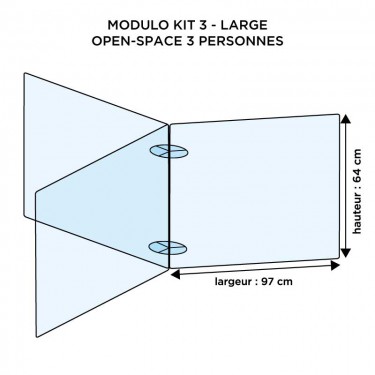 Séparateur de bureau pour open space - 3 personnes