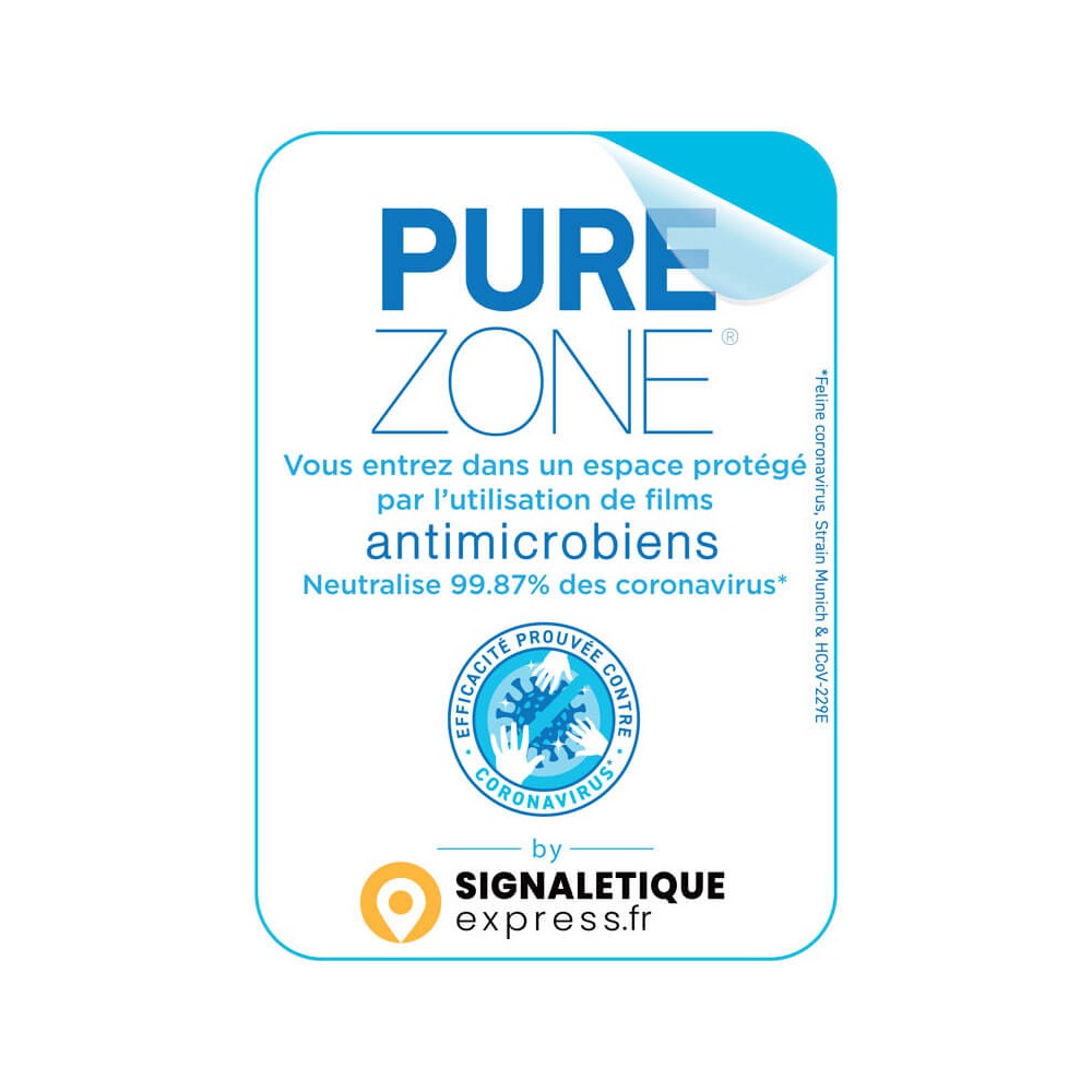 Autocollant Espace protégé par film antimicrobien PURE ZONE® Autocollant Espace protégé par film antimicrobien PURE ZONE®