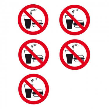 Autocollants Interdiction de boire ou de manger - hamburger et soda - Lot de 5