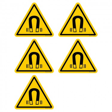 Autocollants Danger champ magnétique important ISO 7010 W006 - Lot de 5