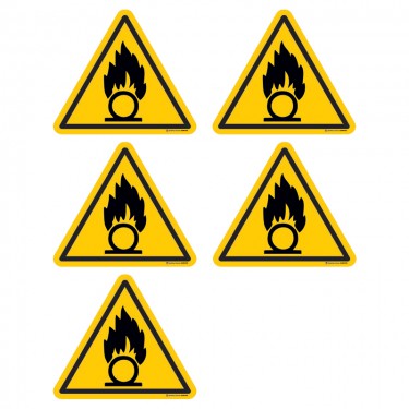 Autocollants Danger substances comburantes ISO 7010 W028 - Lot de 5