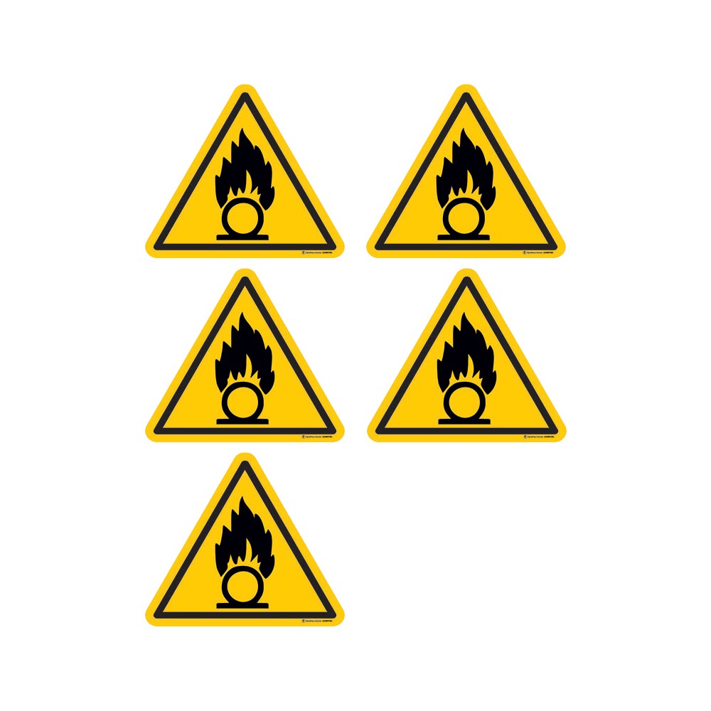 Autocollants Danger substances comburantes ISO 7010 W028 - Lot de 5