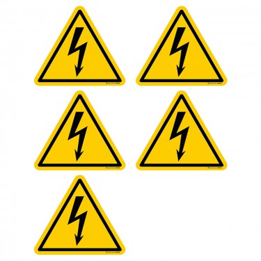 Autocollants Danger électricité ISO 7010 W012 - Lot de 5