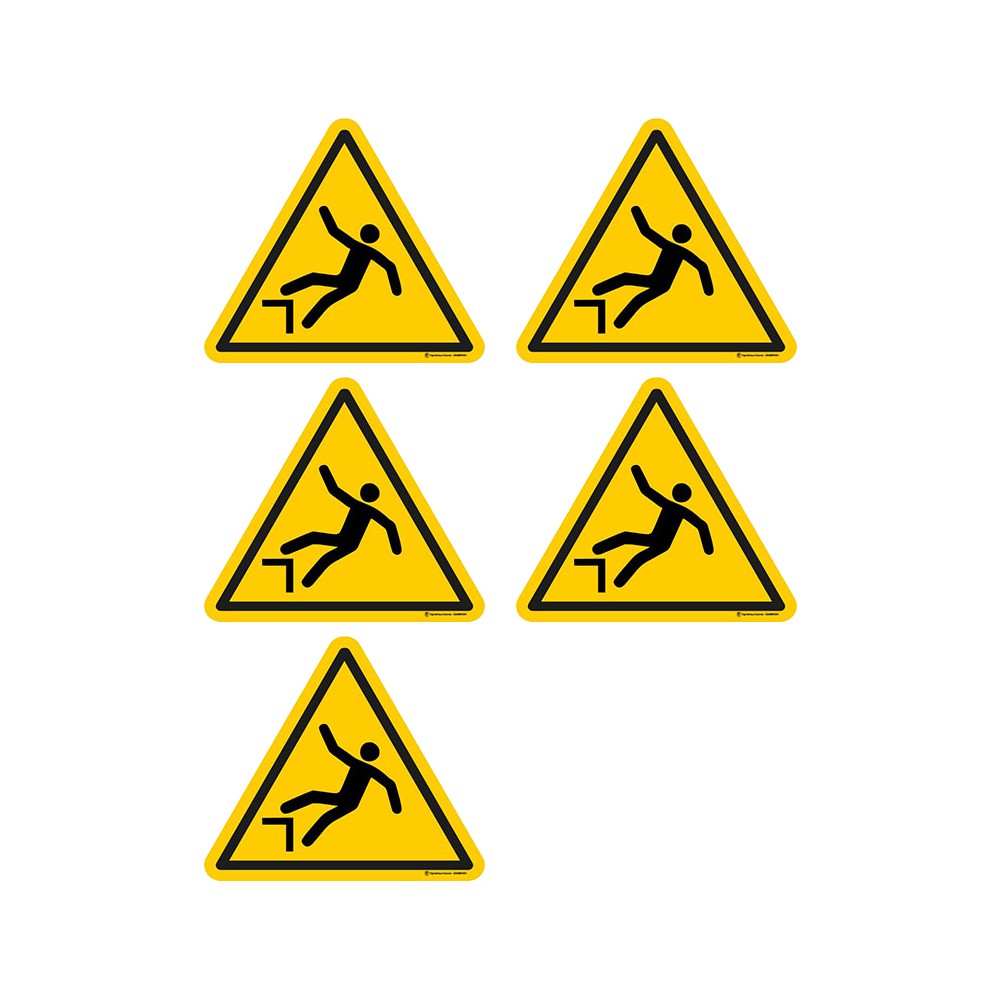Autocollants Danger chute avec dénivellation ISO 7010 W008 - Lot de 5 Autocollants Danger chute avec dénivellation ISO 7010 W008 - Lot de 5
