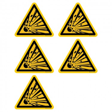 Autocollants Danger matières explosives ISO 7010 W002 - Lot de 5