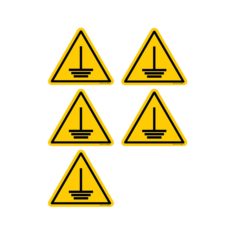 Autocollants Danger mise à la terre - Lot de 5 Autocollants Danger mise à la terre - Lot de 5