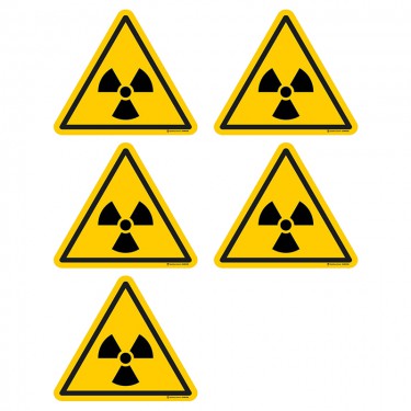 Autocollants Danger matières radioactives ISO 7010 W003 - Lot de 5