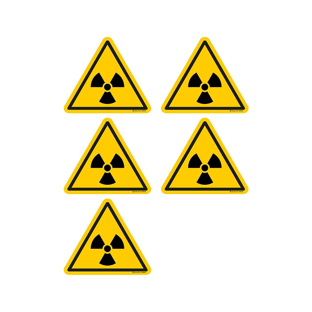 Autocollants Danger matières radioactives ISO 7010 W003 - Lot de 5