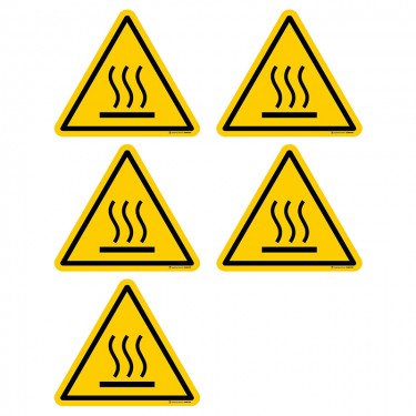 Autocollants Danger surface chaude ISO 7010 W017 - Lot de 5