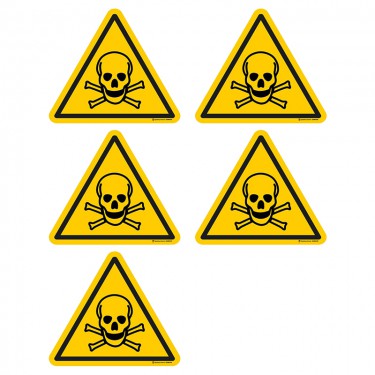 Autocollants Danger matières toxiques ISO 7010 W016 - Lot de 5