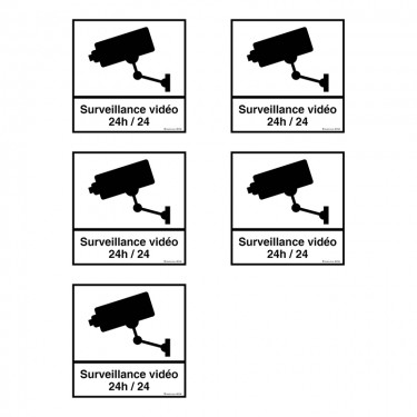 Autocollants Surveillance vidéo - Lot de 5
