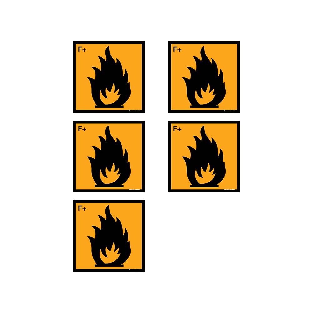 Autocollants Extrêmement inflammable - Lot de 5 Autocollants Extrêmement inflammable - Lot de 5