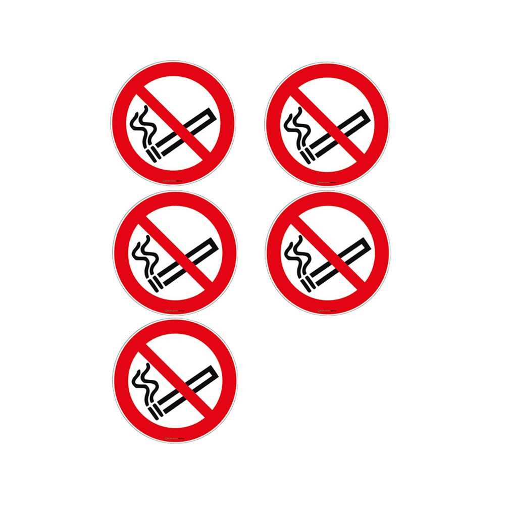 Autocollants Interdiction de fumer ISO 7010 P002 - Lot de 5 Autocollants Interdiction de fumer ISO 7010 P002 - Lot de 5