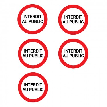 Autocollants Interdit au public - Lot de 5