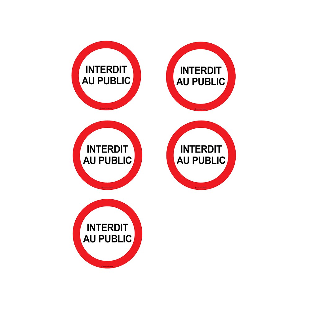 Autocollants Interdit au public - Lot de 5