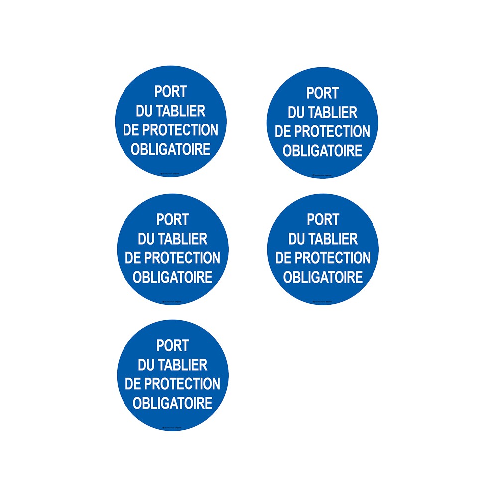 Autocollants Port du tablier de protection obligatoire - Lot de 5