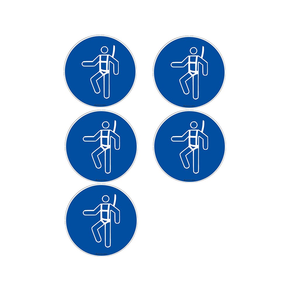 Autocollants Harnais de sécurité obligatoire ISO 7010 M018 - Lot de 5 Autocollants Harnais de sécurité obligatoire ISO 7010 M018 - Lot de 5