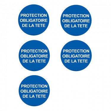 Autocollants Protection obligatoire de la tête - Lot de 5