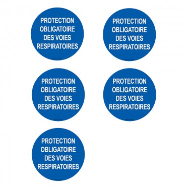 Autocollants Protection obligatoire des voies respiratoires - Lot de 5