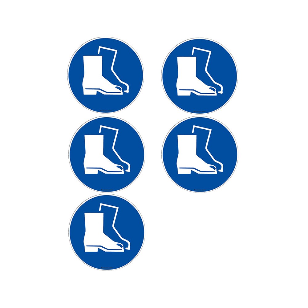 Autocollants Obligation port de chaussures de sécurité ISO 7010 M008 - Lot de 5