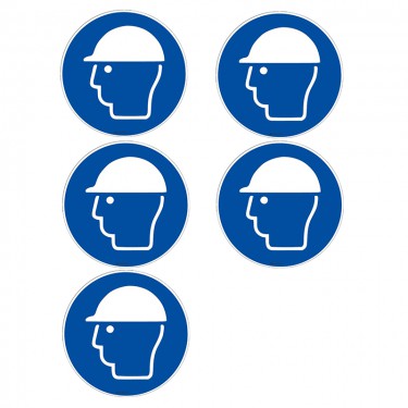 Autocollants Casque de protection obligatoire ISO 7010 M014 - Lot de 5