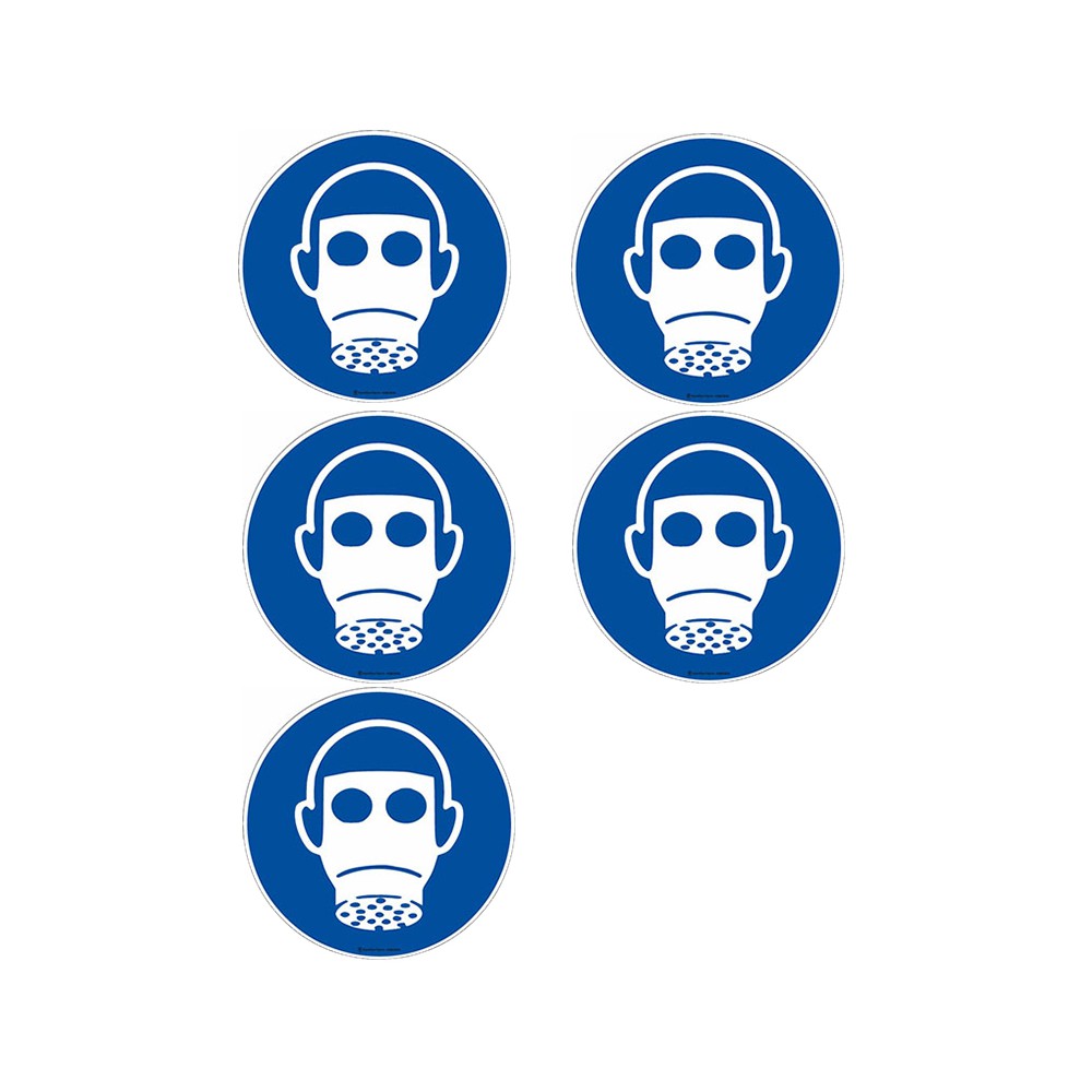 Autocollants Protection des voies respiratoires obligatoire ISO 7010 M017 - Lot de 5 Autocollants Protection des voies respiratoires obligatoire ISO 7010 M017 - Lot de 5